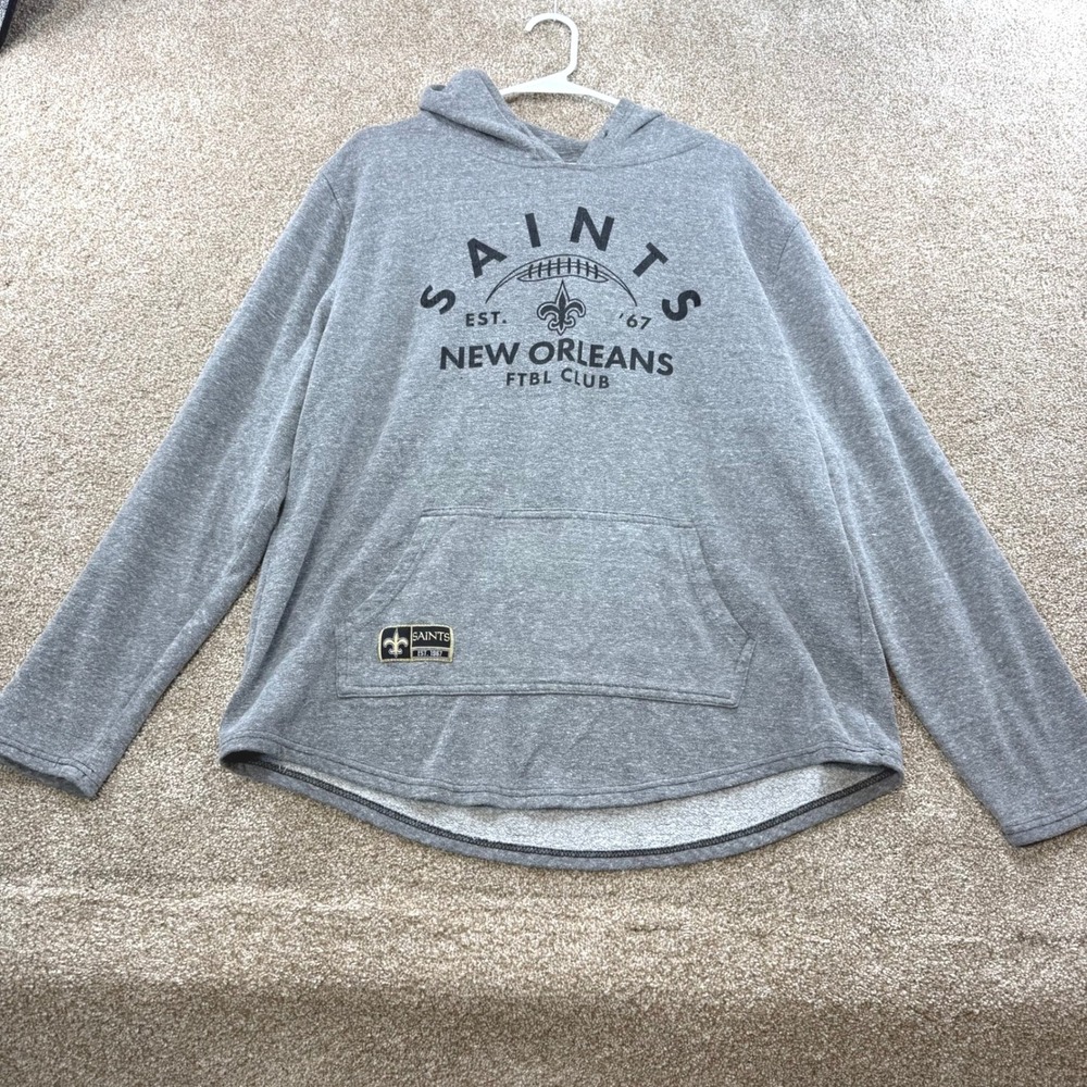 NFL Team Apparel New Orleans Saints Womens XL Gray Pullover Hoodie Fleur De Lis